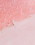Pastel pink salt lake textures at Hutt Lagoon, West Australia captured as coastal wall art for modern interiors.