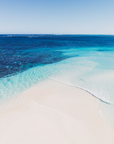Turquoise Bay, Exmouth wall art print showing white sand and soft blue water gradient by fourbyfiver.