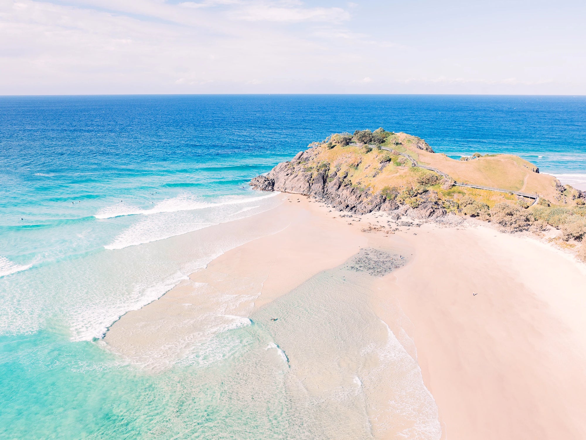 Aerial view of Cabarita Beach, Bogangar with soft ocean tones and textures captured as wall art for modern spaces.