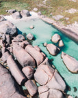 Elephant Rocks, Greens Pool aerial view with granite formations and coastal textures captured as wall art.