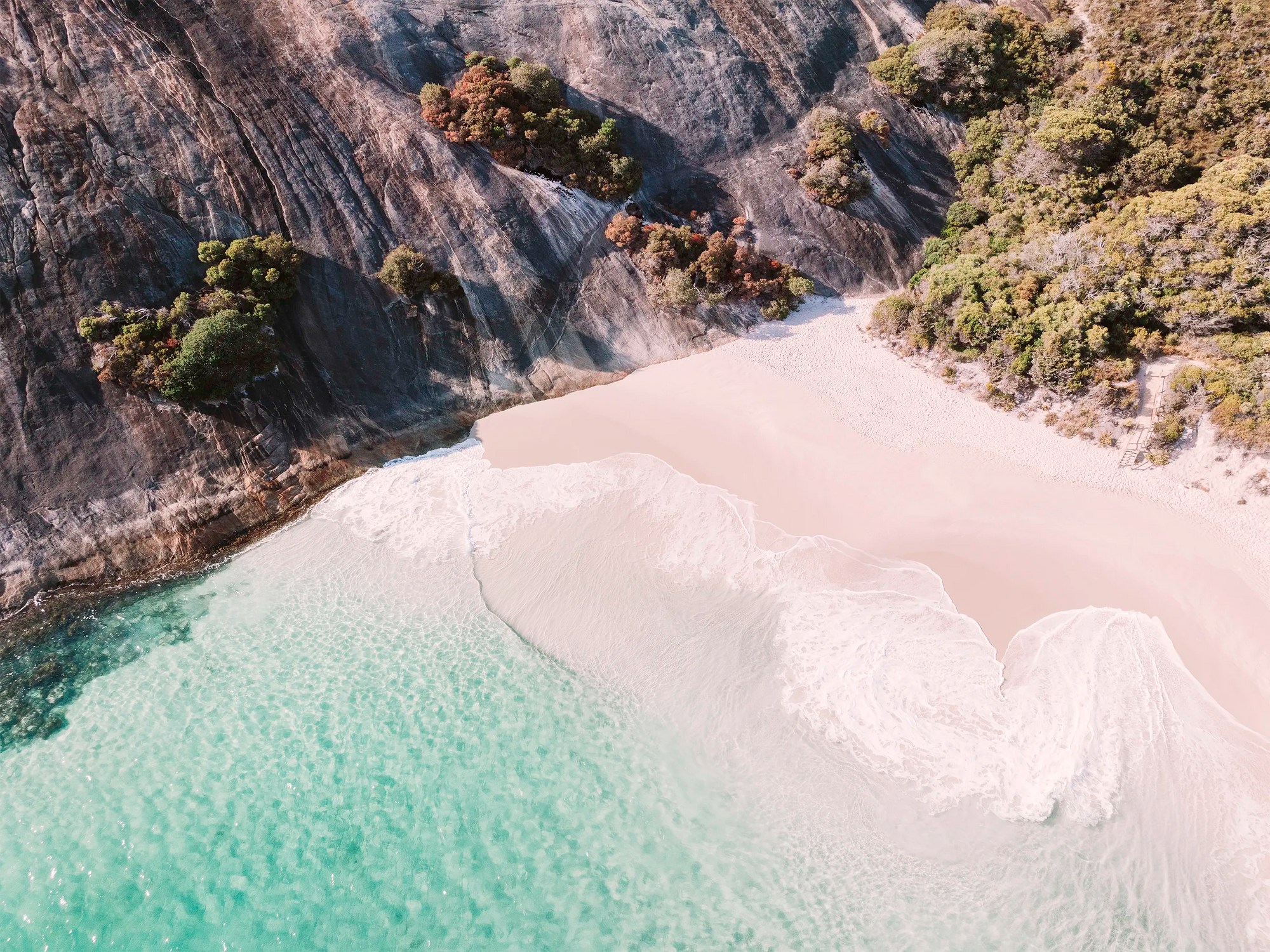 A tranquil coastal scene at Misery Beach, Albany with gentle light and muted natural tones.