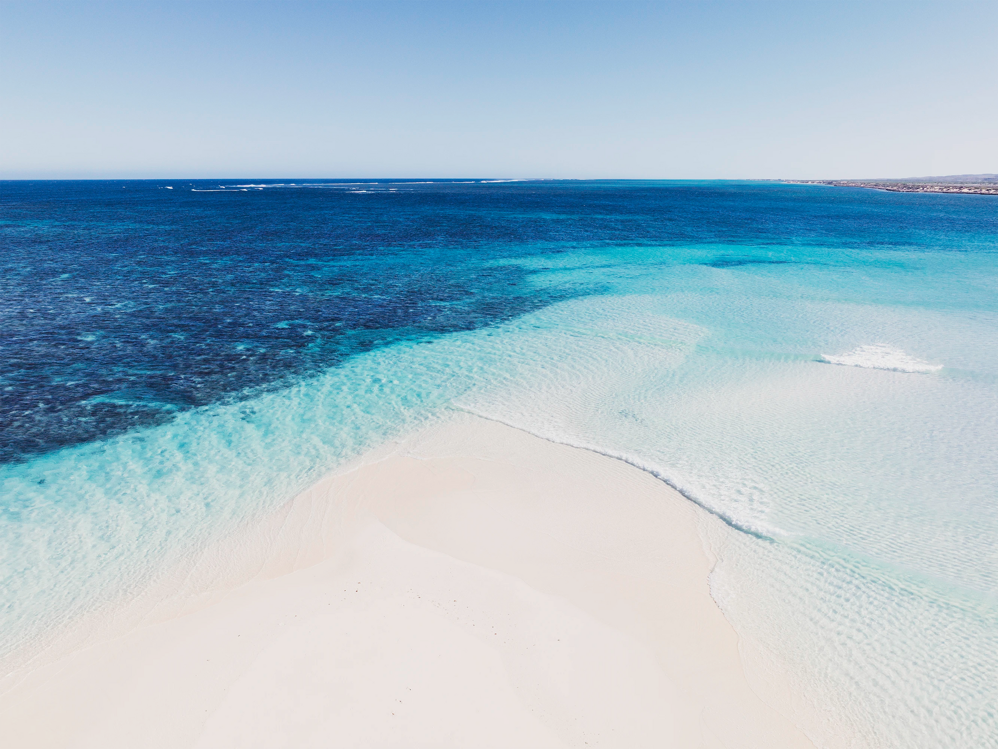 Turquoise Bay, Exmouth wall art print showing white sand and soft blue water gradient by fourbyfiver.